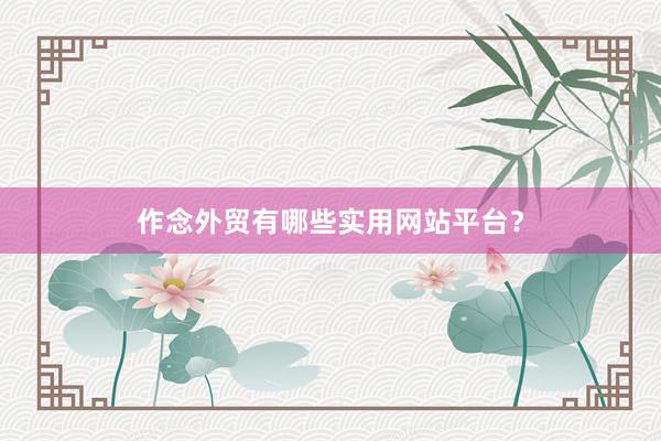 作念外贸有哪些实用网站平台？