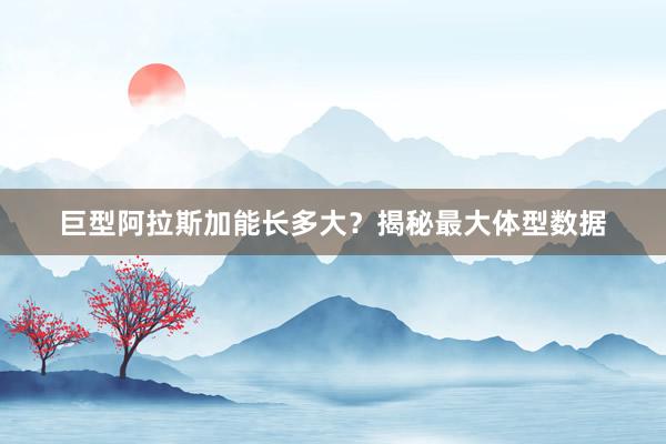 巨型阿拉斯加能长多大？揭秘最大体型数据