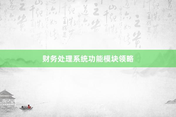 财务处理系统功能模块领略